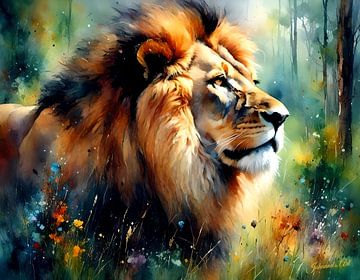 La faune et la flore en aquarelle - Lion 2 sur Johanna's Art