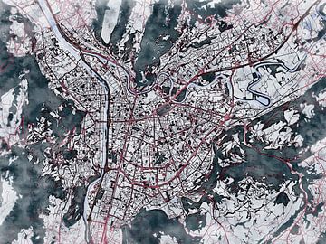Map of Grenoble with the style 'White Winter' by Maporia