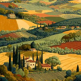 Peinture d'un paysage vallonné sur Pixelbull Design