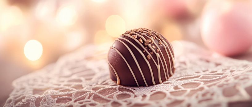 Chocolate truffles on a tablecloth by Poster Art Shop