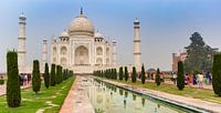 Panorama of the historic Taj Mahal monument in Agra, India