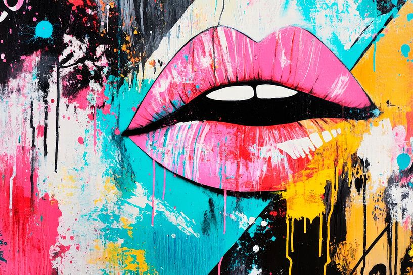 Colourful lip portrait - Creative art by Poster Art Shop