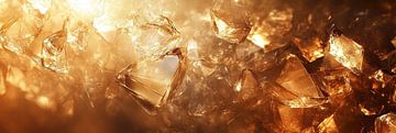 Abstracte Gouden Kristallen - Luxe Glasstructuur Panorama van Digitale Schilderijen
