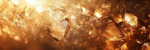 Abstracte Gouden Kristallen - Luxe Glasstructuur Panorama