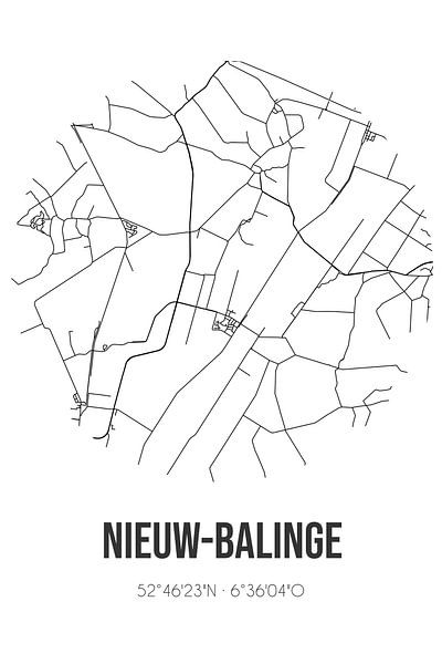 Nieuw-Balinge (Drenthe) | Map | Black and white by Prints of Place