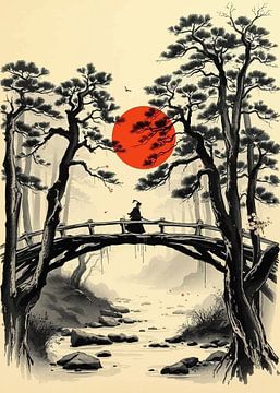 Japanse samoerai op een brug van MIROKKU