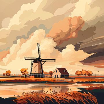 Nederlands landschap van Koffie Zwart