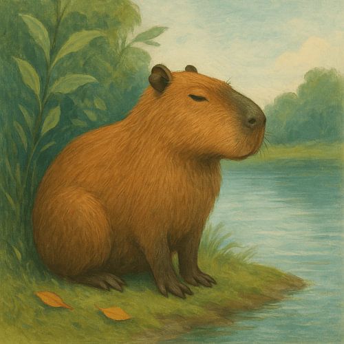 Ruhiges Capybara am Teich