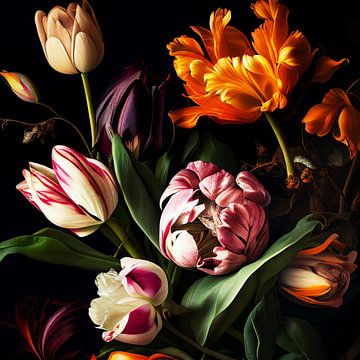 Floral Splendour Colourful Tulips by Color Square