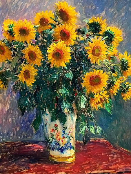 Zonnebloemen in vaas schilderen van Olga Wildrose