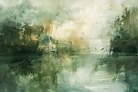 Moderne Abstracte Compositie in Neutrale Tinten