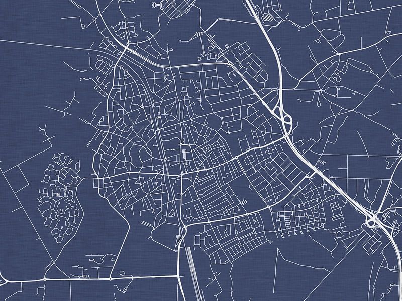 Map of Bussum in Royal Blue by De Kaartenwinkel