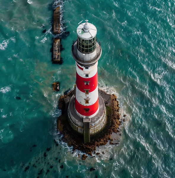 Leuchtturm am stürmischen Meer von fernlichtsicht