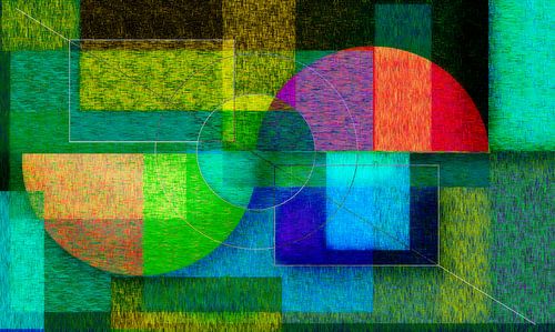 Geometrisch-abstrakt in Blau und Grün von Corinne Welp