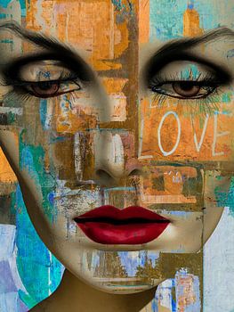 Le visage abstrait avec LOVE