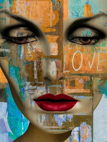 Het abstracte gezicht met LOVE