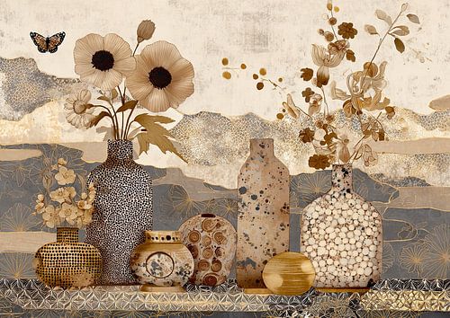 Elegante Vasen in Erdtönen von Blickfänger Gemälde