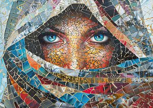 Mosaik-Frauenporträt | Visionäre Scherben von Kunst Laune