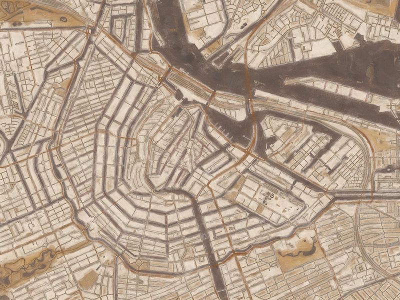 Amsterdam city map | Sandstone | Sand-Brown by Map Art Studio