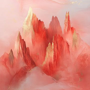Crimson Heights van Abstract Schilderij