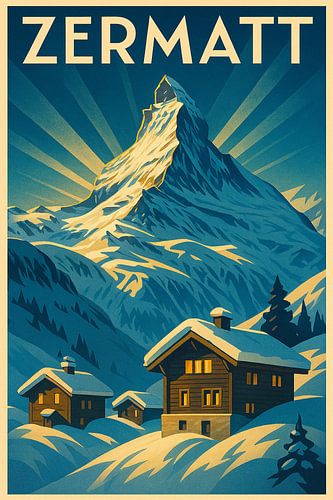 Zermatt Matterhorn Vintage Art Deco Poster