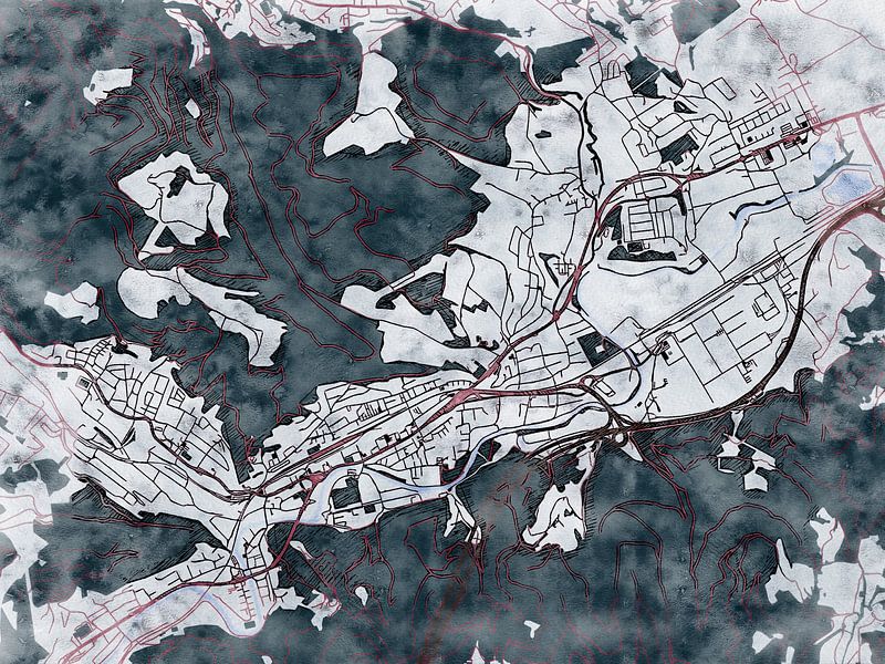 Map of Kapfenberg with the style 'White Winter' by Maporia