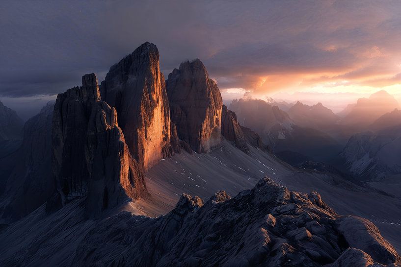 Drei Zinnen im Sonnenaufgang von fernlichtsicht