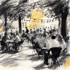 Dans le jardin de la bière illuminé sur Vlindertuin-Art