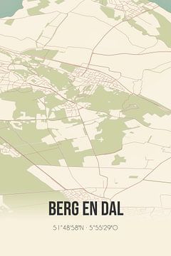 Vintage landkaart van Berg en Dal (Gelderland) van Rezona
