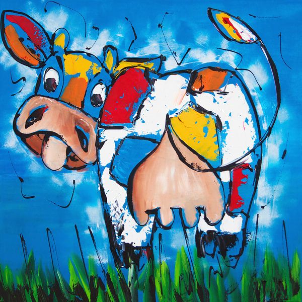 Das verrückte Kalb von Vrolijk Schilderij