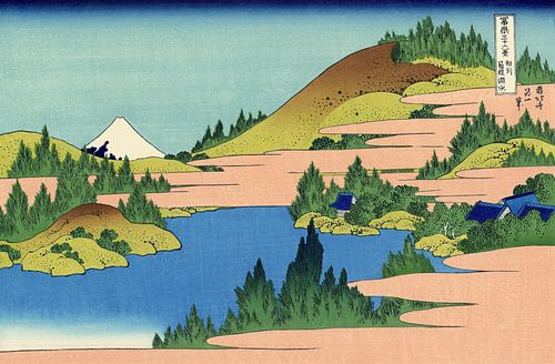 Katsushika Hokusai - Het meer van Hakone in de provincie Sagami ca. 1830 | Klassiek Ukiyo-e landschap uit de Edo-periode