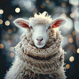 Winter sheep portrait