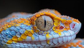 Serpent coloré avec détails panorama jaune et blanc sur TheXclusive Art