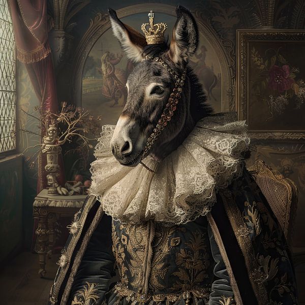 Royal donkey - Baroque animal portrait by Poster Art Shop
