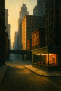 Chicago Loop Diner: Inspiration durch Nighthawks bei Sonnenuntergang