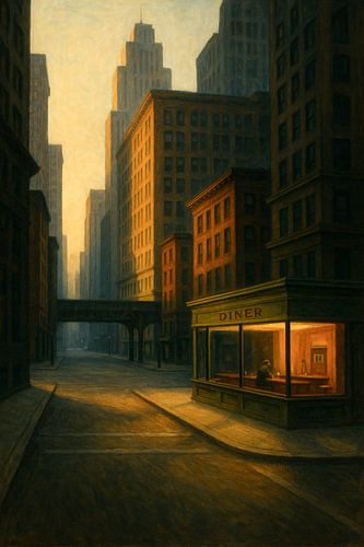 Chicago Loop Diner: Nighthawks-inspiratie bij zonsondergang