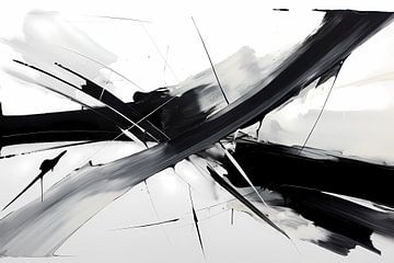 Abstract schilderij monochroom, zwart wit van Niphion Art