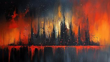 Abstracte stad bij nacht van TheXclusive Art