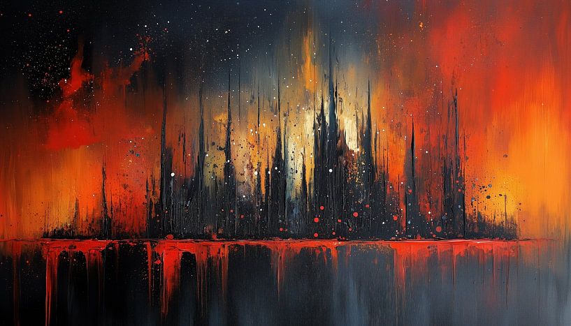 Abstrakte Stadt bei Nacht von TheXclusive Art