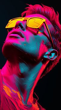 Portret van een man met beschilderd gezicht en zonnebril in pop-art design verticaal van Animaflora PicsStock