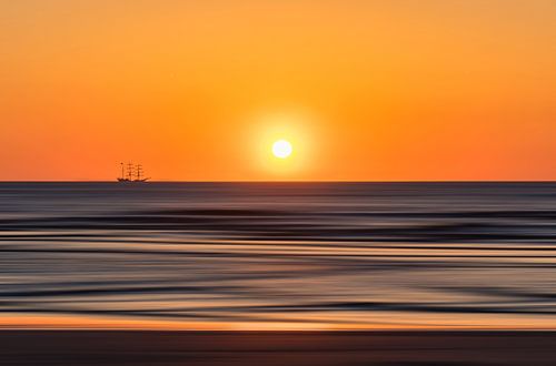 Sailing ship in the sunset