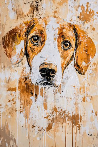 Hondenschilderij met verfspatten