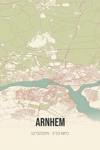 Alte Karte von Arnheim (Gelderland)