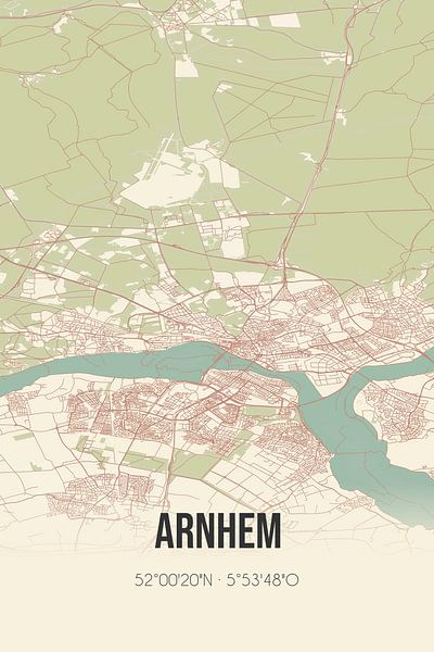 Vintage map of Arnhem (Gelderland) by Prints of Place
