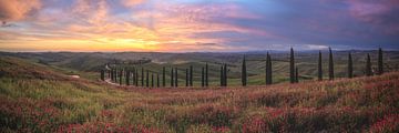Italië Toscane Panorama Zonsondergang van Jean Claude Castor