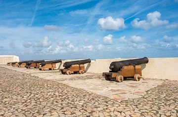 old rusty cannons on walls at Sagres Portugal