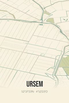 Vintage map of Ursem (North Holland) by Rezona