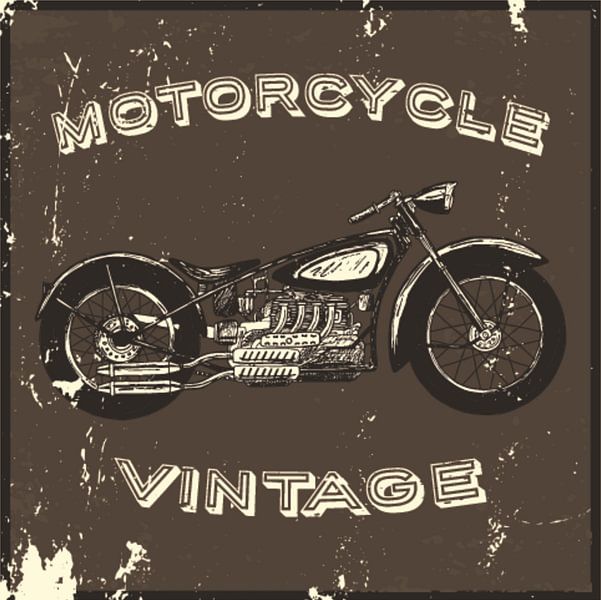 Motorfiets in vintage poster van Atelier Liesjes
