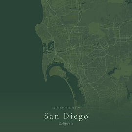 Vintage map of San Diego, United States by Prints of Place