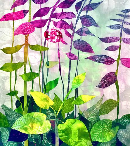 Atemberaubendes florales Mosaik aus stilisierten Blättern